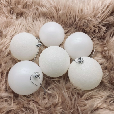 8cm πακετο s/6 χρ.μπαλες αθραυστες matt/glitter winter white