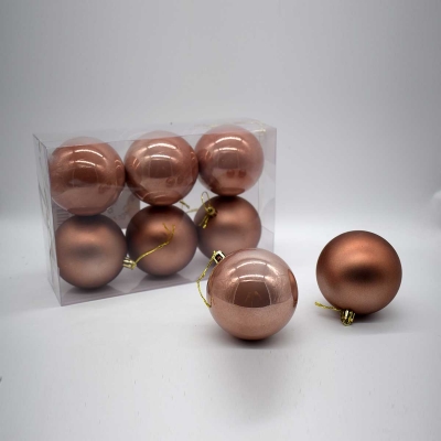 8cm πακετο s/6 χρ.μπαλες αθραυστες matt/pearly camel brown