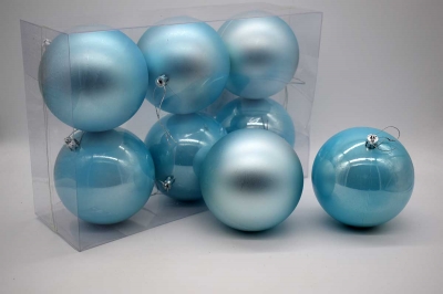 10cm πακετο s/6 χρ.μπαλες αθραυστες matt/pearly blue dawn