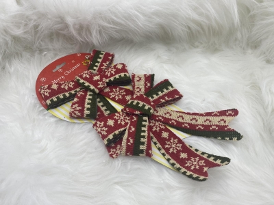 φιογκος διπλος πλεκτος 2τεμ 14*18cm γκρι/κοκκινο