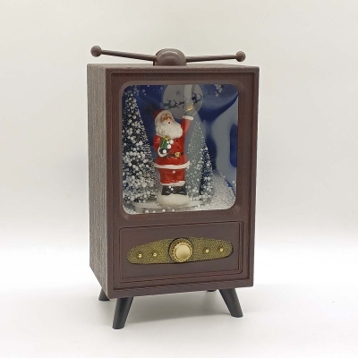 vintage mini τηλεοραση χιονι/φωτακια/μουσικη 14*10*24cm