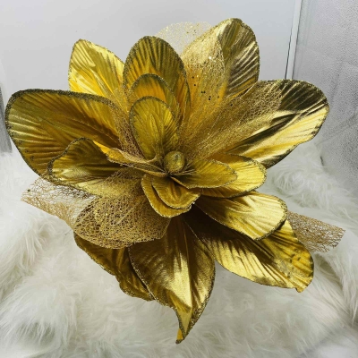 giant mangolia d.50*h.40cm βελουδινη gold