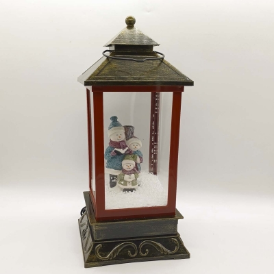 φαναρι 3 χιονανθρωποι χιονι/φωτακια/μουσικη 18*18*41cm