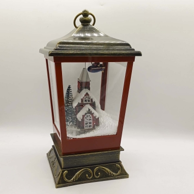 φαναρι κωνικο χιονι/φωτακια/μουσικη 20*20*40cm μαυρο/κοκκινο