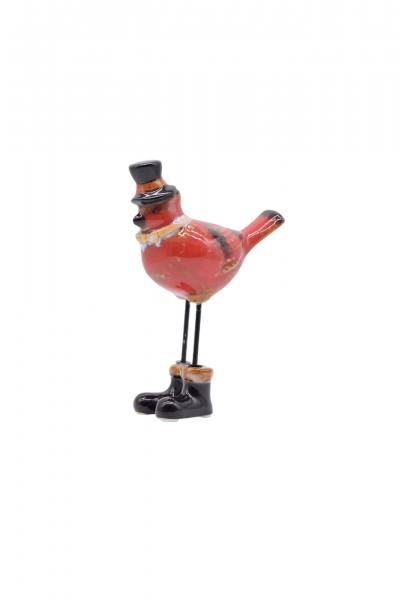 πουλακι/μποτες κεραμικο glazed 10*6*15.5cm κοκκινο