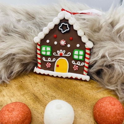 στολιδι clay dough σπιτακι ζαχαρωτο 10.2*11.2cm brown