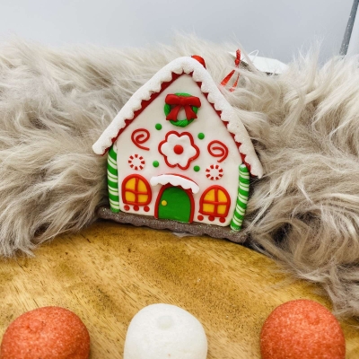 στολιδι clay dough σπιτακι ζαχαρωτο 10.2*11.2cm white