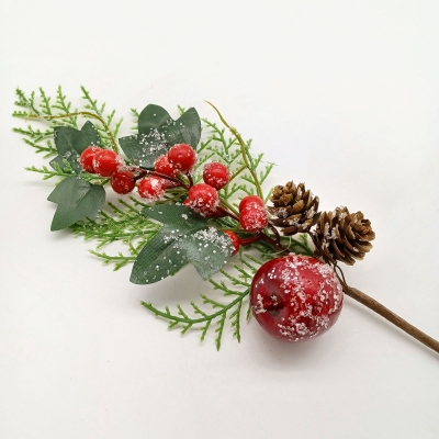 χρ.spray flowers 32cm γκι/μηλαρακι/κουκουναρι