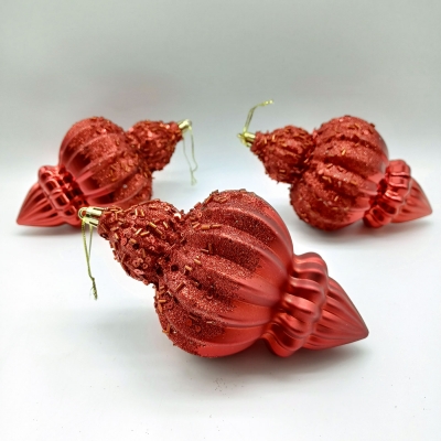 πακετο μπαλες lantern cone 17cm s/3 red αθραυστες