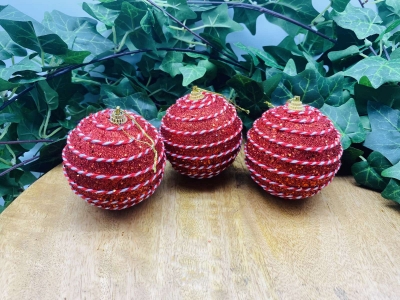 μπαλες foam candy cane s/3 d.8cm red