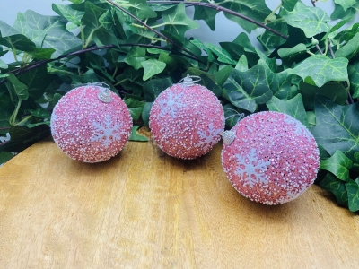 μπαλες foam snowflake s/3 d.8cm pink