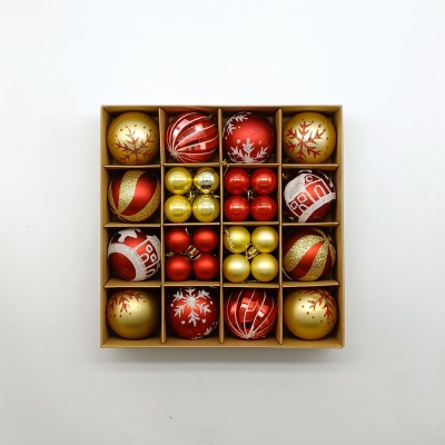 πακετο μπαλες 3cm*32/6cm*12 red/gold αθραυστες