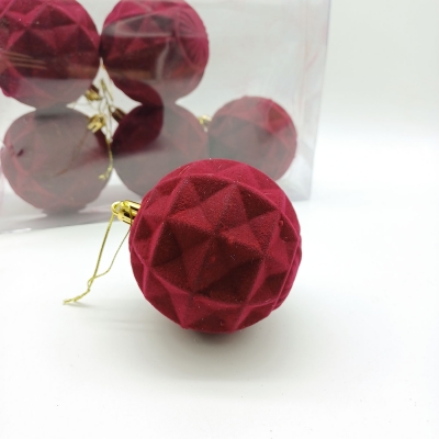 πακετο μπαλες 8cm s/6  red(velvet effect) αθραυστες