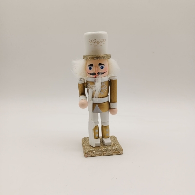 καρυοθραυστης επιτραπεζιος 15cm με τουφεκι λευκο/χρυσο