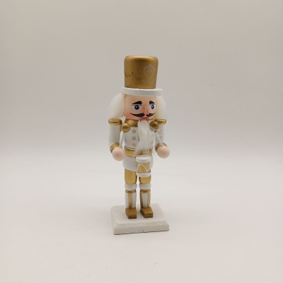 καρυοθραυστης επιτραπεζιος 15cm με τυμπανο λευκο/χρυσο