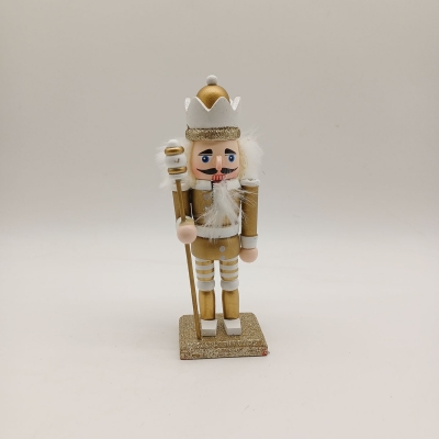 καρυοθραυστης επιτραπεζιος 15cm με δορυ λευκο/χρυσο