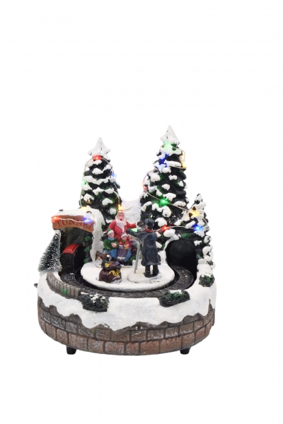 χρ.παρασταση τρενο/αϊ βασιλης 16*16*19cm κινηση/φωτακια/μουσικη