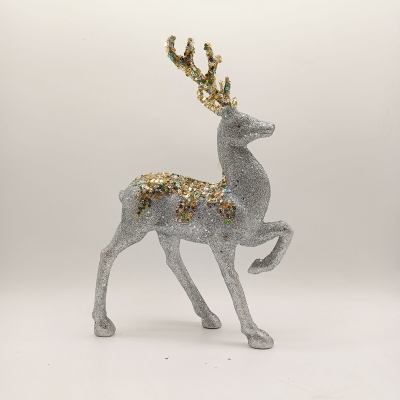 διακοσμητικο ελαφακι glitter 21*8*31cm silver