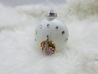 μπαλα αθραυστη με παγωνι 10*5.7*11.4cm pearl white