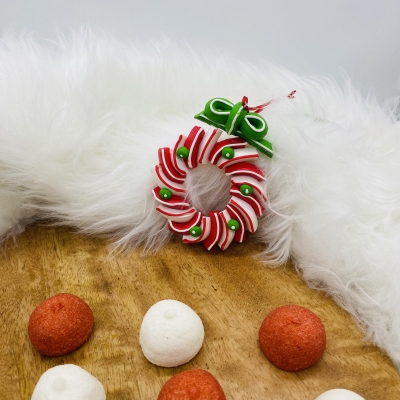 στολιδι clay dough στεφανακι 8.6*9.5cm red