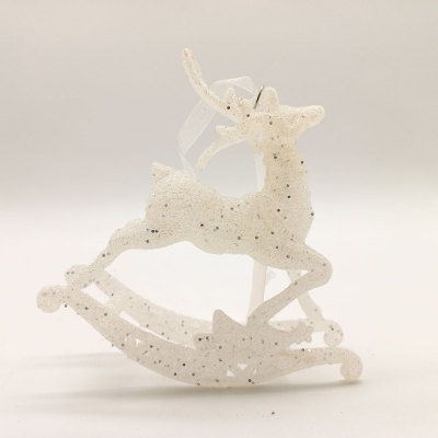 στολιδι κουνιστο ελαφακι glitter 11*11cm λευκο