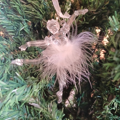 στολιδι μπαλαρινα διαφανη/πουπουλα 9.5*14cm