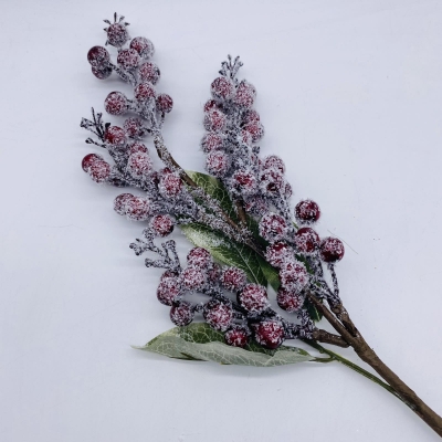 τεχνητο κλαδι γκι 56cm με πρασινα φυλλα χιονισμενο