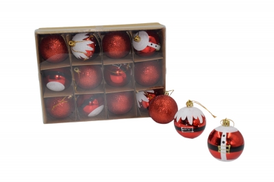 6cm πακετο s/12 χρ.μπαλες αθραυστες santas belt christmas red