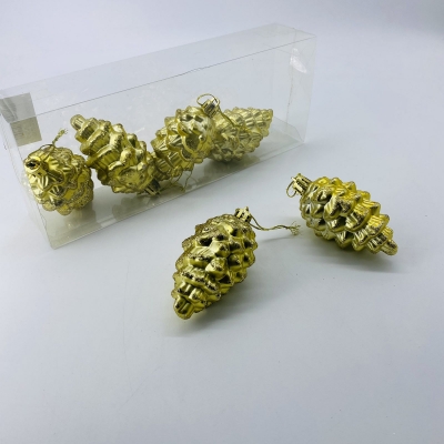 πακετο s/6 στολιδια κουκουναρια 7cm gold