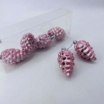 πακετο s/6 στολιδια κουκουναρια 7cm pink