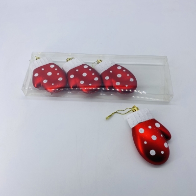 πακετο s/4 στολιδια γαντια πουα 8cm red