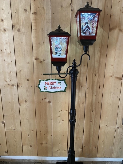 φαναρι διπλο ασυμμετρο με στυλο χιονι/φωτακια/μουσικη 200cm maroon gold