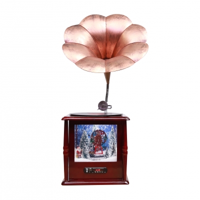 γραμμοφωνο χριστουγεννιατικο χιονι/φωτακια/μουσικη 30*30*77cm