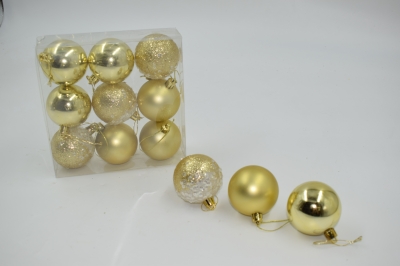 6cm πακετο s/9 χρ.μπαλες αθραυστες matt/shinny/παγετες light gold