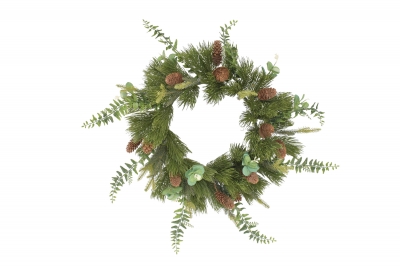 χρ.στεφανι 88tips pe 60cm πρασινο με κουκουναρια