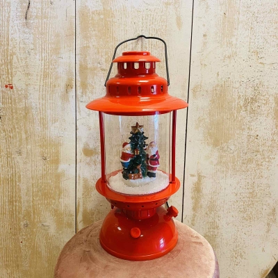 λαμπα θυελλης χριστουγεννιατικη χιονι/φωτακια/μουσικη 21.5*21.5*56cm red