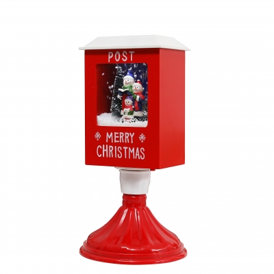χρ. γραμματοκιβωτιο/παιδακια χιονι/φωτακια/μουσικη 19*19*37cm red/white