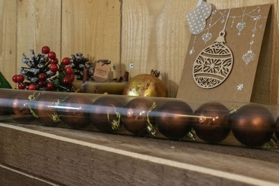 χρ.μπαλες 5cm glitter/shinny/mat s/12 καφε