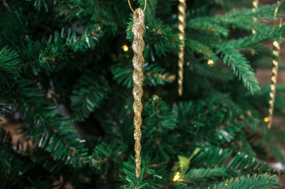 στολιδια σταλακτιτες glitter χρυσοι s/8