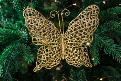 στολιδι πεταλουδα glitter χρυση