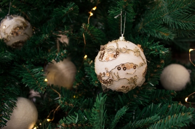 μπαλες χρ. χρυσο πουλιες 8cm s/3