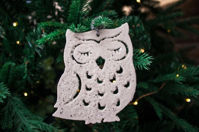 στολιδια κουκουβαγιες λευκο glitter s/2