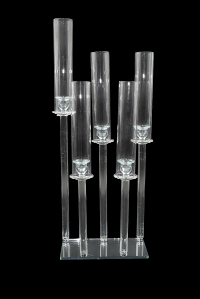 ΚΗΡΟΠΗΓΙΟ ΓΥΑΛΙΝΟ 30 x 14 x 75cm 5 ΘΕΣΕΩΝ DINNER CANDLES