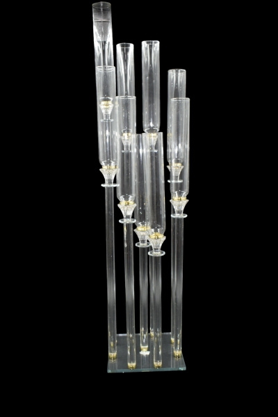 ΚΗΡΟΠΗΓΙΟ ΓΥΑΛΙΝΟ 108cm 9 ΘΕΣΕΩΝ ΧΡΥΣΗ ΛΕΠΤΟΜΕΡΕΙΑ DINNER CANDLE
