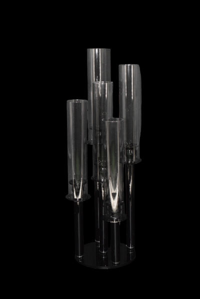 ΚΗΡΟΠΗΓΙΟ ΓΥΑΛΙΝΟ 5 ΘΕΣΕΩΝ 20*20*62CM DEGRADE BLACK