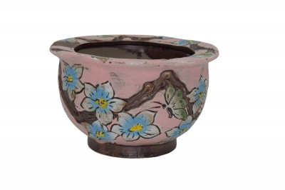 ΒΑΖΑΚΙ HANDPAINTED ΓΑΛΑΖΙΑ ΛΟΥΛΟΥΔΙΑ 17.3*17.1*10.9CM ΡΟΖ