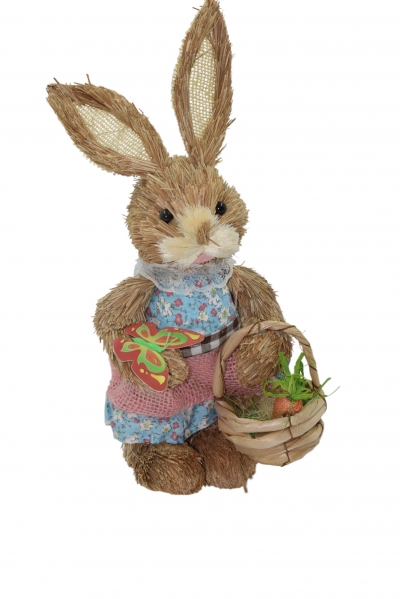 MRS GRASS RABBIT 32CM ΜΕ ΡΟΖ ΦΟΥΣΤΑ