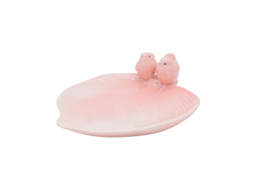 ΠΙΑΤΕΛΑ ΚΕΡΑΜΙΚΗ ΦΥΛΛΟ-ΠΟΥΛΑΚΙΑ 13*15.5*5.5CM ΡΟΖ