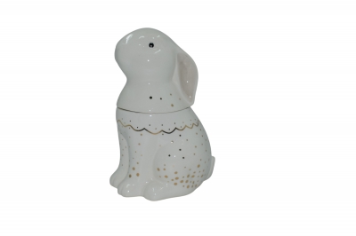 ΖΑΧΑΡΙΕΡΑ ΚΕΡΑΜΙΚΗ ΛΑΓΟΥΔΑΚΙ 13.5*12.1*19.7CM ΛΕΥΚΟ/ΧΡΥΣΟ