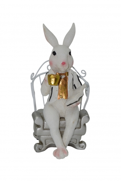 MR. RABBIT ΣΕ ΠΟΛΥΘΡΟΝΑ 11.5*13.5*26cm ΛΕΥΚΟ/ΧΡΥΣΟ